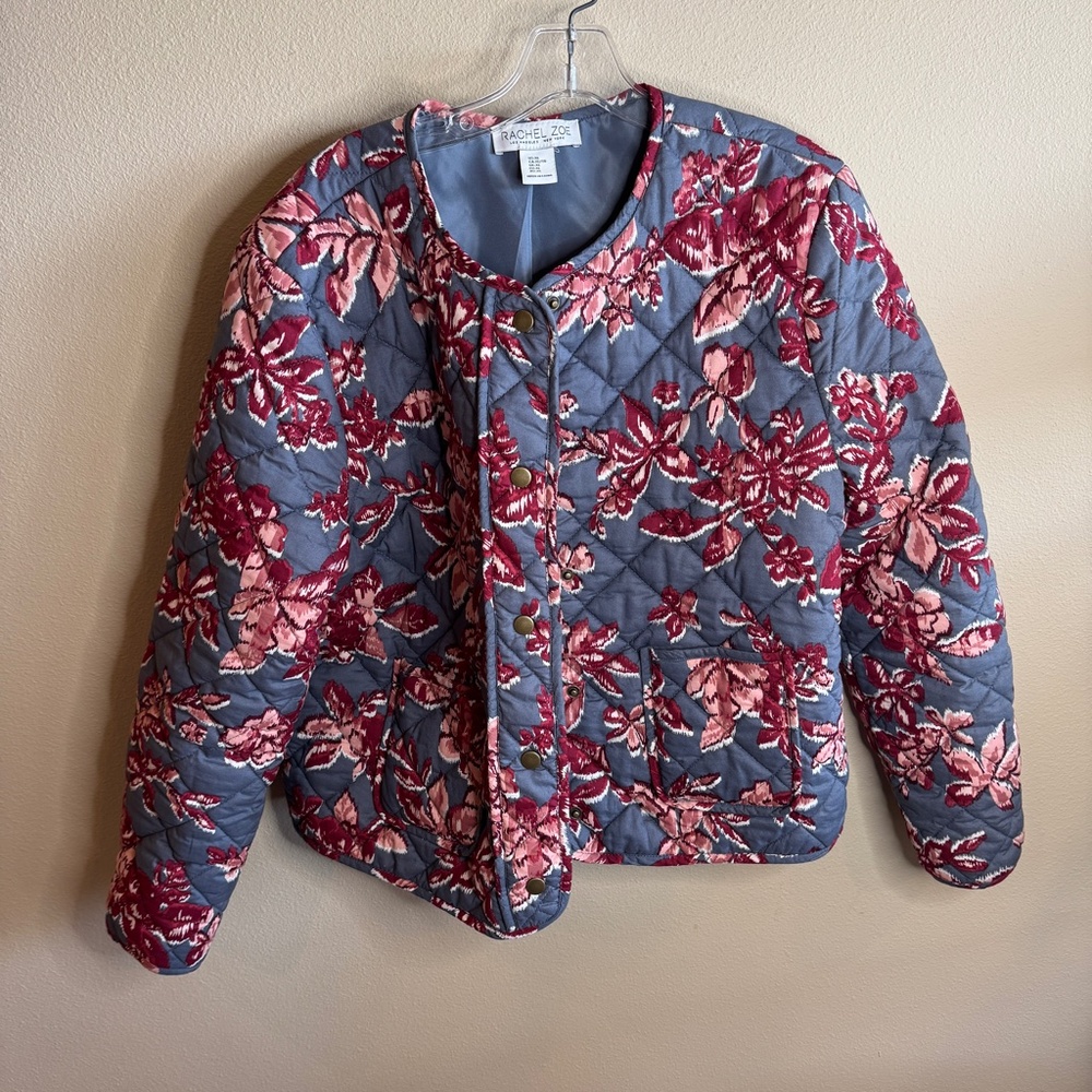 Rachel Zoe floral quilted crop jacket XL